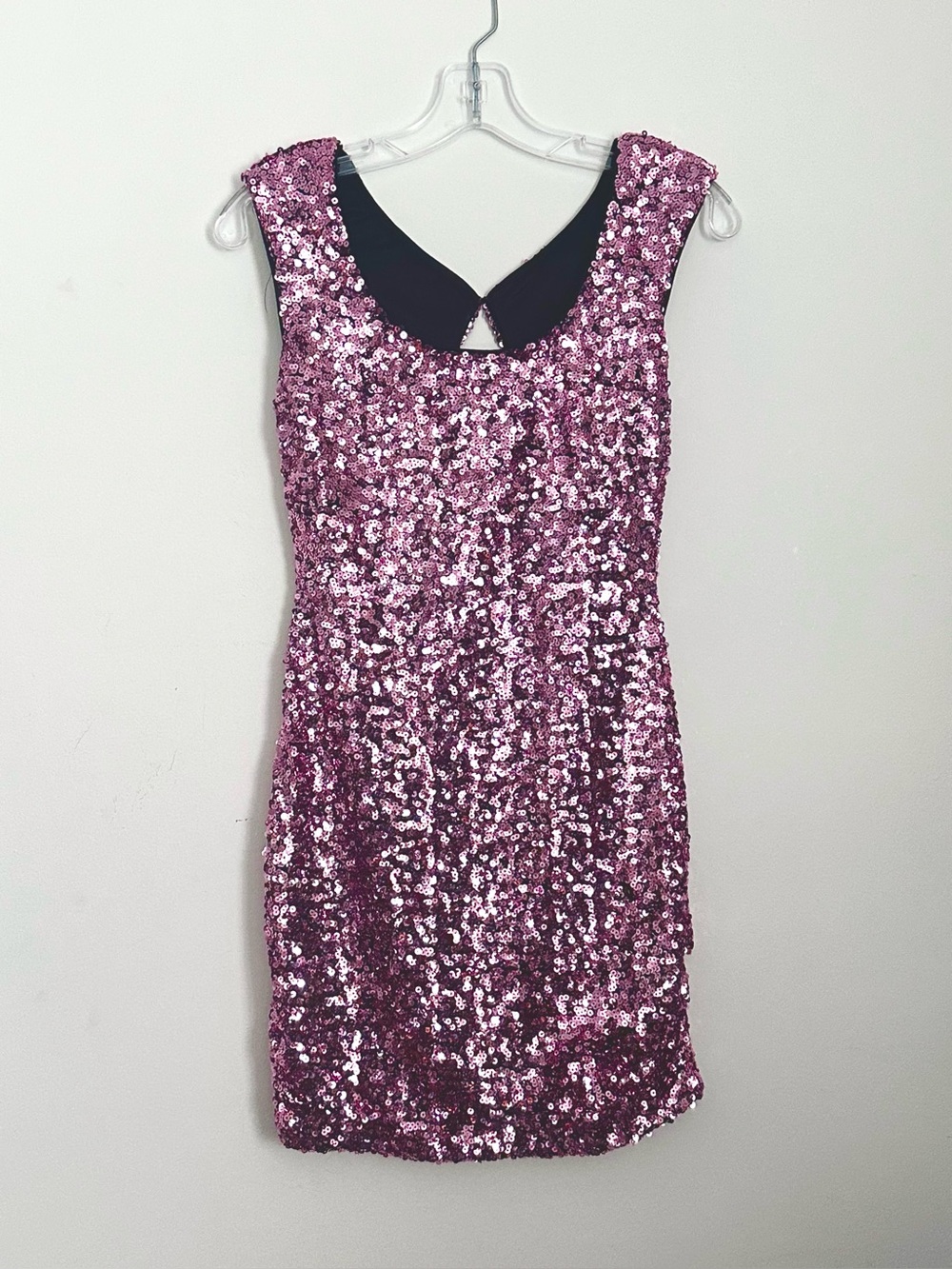 Aqua Pink Sequin Mini Dress with keyhole back size 0